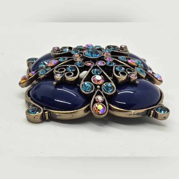 RARE Joan Rivers Brooch Lapis, Baby Blue Orange and Pink Swarovski Crystals - Picture 3 of 8